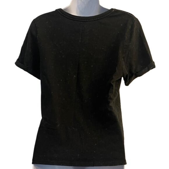 David Bowie Life On Mars Women’s M Black Acid Wash T-Shirt Planet Floral Graphic - Picture 6 of 6